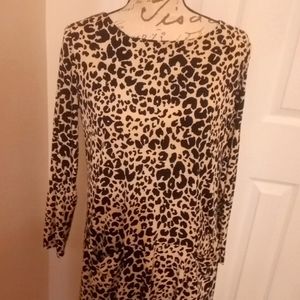 NINA LEONARD LOVELY LEOPARD PRINT DRESS